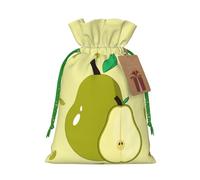 Linen-Style Xmas Pouches Favor Pouches, Christmas Treat Bags Wrap, cartoon pear Print Reusable Bags M