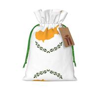 Linen-Style Xmas Pouches Favor Pouches, Christmas Treat Bags Wrap, Flag of Cyprus Print Reusable Bags S