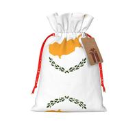 Linen-Style Xmas Pouches Favor Pouches, Christmas Treat Bags Wrap, Flag of Cyprus Print Reusable Bags S