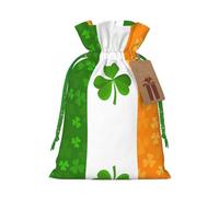 Linen-Style Xmas Pouches Favor Pouches, Christmas Treat Bags Wrap, irish flag Print Reusable Bags M