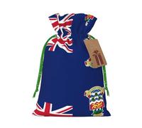 Linen-Style Xmas Pouches Favor Pouches, Christmas Treat Bags Wrap, the Cayman Islands Flag Print Reusable Bags M