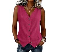 Linen Suit Vest Women Summer Sleeveless V Neck Button-Down Asymmetrical Hem Business Casual Office Work Waistcoat Job Interview Clothes for Women