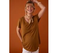 Linen T-Shirt for Maternity, V-Neck, by ENVIE DE FRAISE bronze