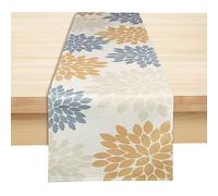Linen Table Runner, Floral Printed Table Runners, 33 x 180 cm Stain-Resistant Table Runner for Home Kitchen Coffee Dinning Room Farmhouse Party Gathering Decor (Printed Pattern-2)