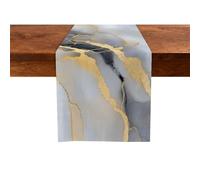 Linen Table Runner Gray marble Patterns-Washable Rustic Farmhouse Kitchen Dining Table Decoration for Home Party Decor 34x184 cm