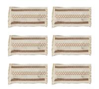 Linen Tablecloth Set 6Pcs 30x45cm Tassel Edge(Khaki)