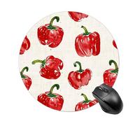 Linen Texture Pattern Mouse Pad - Ultra Thin, 7.8 Inch Round Mousepad with Non-Slip Rubber Base, Waterproof Mouse Mat for Office, Gaming