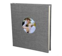 Linen-Textured Scrapbook Album, Blank Photo Memory Book, 40 Page For Documenting Life Moments, For Home Use & Gifting(round gray)