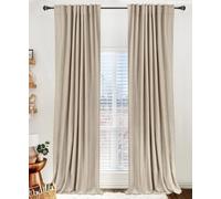 Linen Textured Total Blackout Curtains for Bedroom 63 Inches Long, Oatmeal | 100% Blackout Shield, Back Tab/Rod Pocket Living Room Drapes, Thermal Insulated Blackout Curtains 2 Panels Set, 50"W x 63"L