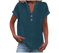 Linen Tops for Women UK Baggy Button Down Casual Comfy Clothes Cotton Linen Summer Plain Lounge Tee Shirts Oversized Vacation Lightweight Tunic Tops Loose Fit Plus Size Office Work Dressy Blouse