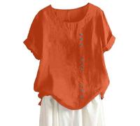 Linen Tops for Women UK My Orders, Plus Size Crew Neck Cheesecloth Shirts Linen Women UK Comfortable Solid Color Lightweight Short Sleeve Y2k Clothes Mum to Be Gifts