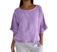 Linen Tops for Women UK My Orders, V Nevk Plus Size Cheesecloth Tops Women Summer Linen Comfortable Floral Prints Lightweight Short Sleeve Y2k Clothes Nanny Gifts Purple