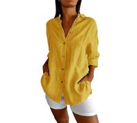 Linen Tops for Women UK My Orders, V Nevk Plus Size Cheesecloth Tops Womens Linen Top and Breathable Solid Color Lightweight Short Sleeve Womens Clothes Nanny Yellow