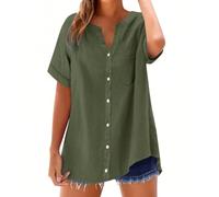 Linen Tops for Women UK Oversized Long Sleeve Oversized Wedding Tshirts My Orders Women's Cotton Linen Shirts Solid Essentials Tunic Top Large Tshirts Casual Tee Blouses (01-B-Green, XXL)