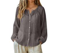 Linen Tops for Women UK Plus Size 22-24 Blouses for Women UK Elegant Button Down Long Sleeve Chiffon Linen Tops Lightweight Breathable Plus Size Sun Protective Shirts long tshirts Boho