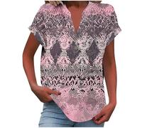 Linen Tops for Women UK,Women's Summer Cotton Linen Cap Sleeve T-Shirt Ladies Button V Neck Tunic Tops Baggy Graphic Casual Loose Shirts Trendy Blouse Vacation Outfits Clearance