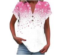 Linen Tops for Women UK,Women's Summer Cotton Linen Cap Sleeve T-Shirt Ladies Button V Neck Tunic Tops Baggy Graphic Casual Loose Shirts Trendy Blouse Vacation Outfits Sale Clearance