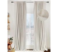 Linen Total Blackout Curtains for Bedroom Living Room 80 Inch, Cream