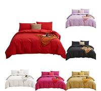 Linen Tribe Plain Dye Duvet Cover Set Quilt Cover With 2x Matching Pillow Cases Easy Care Percale Super Soft Polycotton Breathable Non Iron Bedding Set (Silver, King)