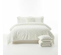 Linen Tribe Teddy Christmas Tree Duvet Cover Set - Matching Pillow Cases Warm Winter 3Pcs Xmas Bedding Festive Design - Customisable With Blanket And Cushion Cover (White, Double)