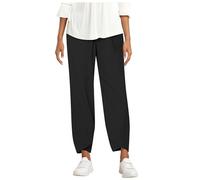 Linen Trousers for Women UK Capri Pants Ladies Casual Sommer Trousers Cotton Linen 3/4 Length Cropped Pants Loose Fit Sweatpants Straight Elasticated Waist Chino Bottoms with Pocket Black
