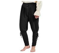 Linen Trousers Men's Long Medieval Trousers Men's Viking Victorian with Drawstring Renaissance Pirate Trousers Gothic Steampunk Sports Trousers Western Lightweight Fabric Trousers Clothing for