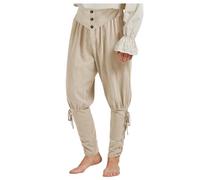 Linen Trousers Men's Long Medieval Trousers Men's Viking Victorian with Drawstring Renaissance Pirate Trousers Gothic Steampunk Sports Trousers Western Lightweight Fabric Trousers Clothing for