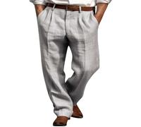 Linen trousers, men's long, wide summer trousers, plain colours, loose outdoor trousers, lightweight and breathable beach trousers, men's suit, loose fit, comfortable straight trousers, elegant