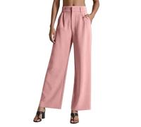 Linen Trousers Women Elastic Waist Lightweight Jeans Beach Leather Interview Sport Office Class Work Thermal Wide Leg Trousers Woman(Pink,XL)