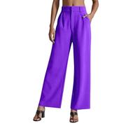 Linen Trousers Women Travel Regular Fit Beach Motorcycle Drawstring Construction Trousers Trendy Comfortable Basketball Class Summer Cloth Petite (Purple,4XL)