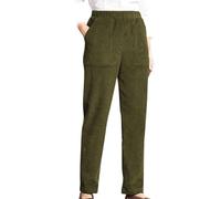 Linen Trousers Womens Petite Short Corduroy Trousers Womens Casual Stretch Pull On High Waisted Wide Leg Trousers Ladies Lightweight Full Length Vintage Lounge Pants with Button Zipper 4 Pockets