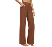 Linen Trousers Womens Summer Cotton Drawstring Elasticated Wide Leg Trouser Ladies Lounge Pants Elasticated Waist Loose Fit Plain Cotton Linen Straight Leg Work Going Out Beach Pants with Pockets