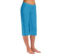 Linen Trousers Womens with Pockets Drawstring High Waisted Wide Leg Pants Fashion Solid Color Cotton Flax Elastic Crop Length Pants Comfy Straight Shorts Beach Leisure Mid Long Pants Essentials Sales