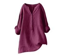 Linen Tunic Tops for Women UK Blue Cotton Spring T Shirts Womens Clothes Sale Clearance Womens Plus Size Daily Solid Essentials Summer Vacation Tunic Top Large Daily Casual Tee Blouses