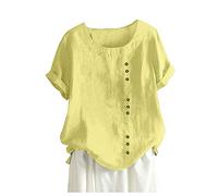Linen Tunic Tops for Women UK Linen Tops for Women UK Plus Size Short Sleeve Tunic Blouse Summer Lightweight Boho Shirt Casual Loose Fit Basic T-Shirt Kaftans Full Length