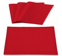 Linen Type Fabric Placemats Set of 4, Machine Washable, Heat Resistant, Wrinkle Free Thick Polyester Kitchen Place Mats for Dining Table (Red)