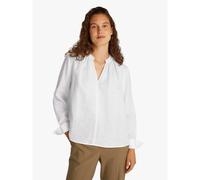 Linen V-Neck Blouse White