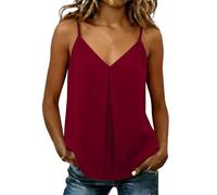 Linen Vest Tops for Women UK Sleeveless V Neck Spaghetti Strap Solid Basic Camisole Tank Tops Loose Summer Pleated Casual Swing Hem Hide Belly Maternity Clothes Going Out Tops UK