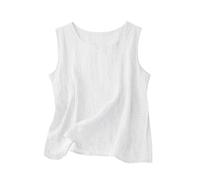 Linen Vest Tops Women UK Eyelet Embroidery Sleeveless Tank Tops Crew Neck Lightweight Going Out Top Ladies Plus Size Comfort Boho Elegant Breathable Fashion Casual Work Camisole Holiday