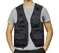 Linen Waistcoat Mens Cargo Vest Outdoor Work Safari Fishing Vest Mesh Waistcoat With Multi Pockets Men'S Lightweight Jacket Field Fishing Professional Rescue Vest Camping Gilet