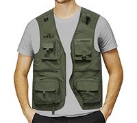 Linen Waistcoat Mens Cargo Vest Outdoor Work Safari Fishing Vest Mesh Waistcoat With Multi Pockets Men'S Lightweight Jacket Field Fishing Professional Rescue Vest Camping Gilet