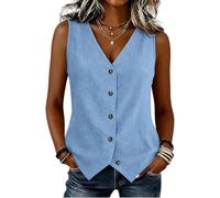Linen Waistcoats for Women Summer Casual Sleeveless Button Down Blazer Vest Tops Loose Lightweight Asymmetrical Hem Tank Tops Elegant Smart Business Work Suit Vest Beach Vacation Clothes
