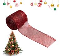 Linen Wire Christmas Mesh Ribbon Roll, Wreath Bow Craft Ribbon for Garland Making, Party Supplies for Centerpieces, String Lights Decoration, Mailbox and Holiday Styling
