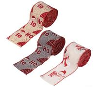 Linen Wire Christmas Ribbon 2.5x197in Festive Print(Mixed color)