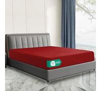 Linen World Hotel Quality King Fitted Sheet (152×200cm) Burgundy - 40cm Extra Deep Pocket Brushed Microfiber Bottom Sheet, OEKO-TEX Certified, Soft & Breathable Easy Care Bed Sheet