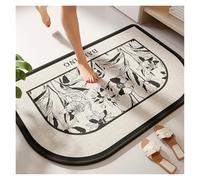 Linen Woven Bathroom Mat Water Absorbent Dirt Resistant Non-slip Living Room Mat Toilet Toilet Door Mat Quick-drying Mat(Light Black,60x90cm)