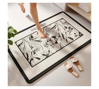 Linen Woven Bathroom Mat Water Absorbent Dirt Resistant Non-slip Living Room Mat Toilet Toilet Door Mat Quick-drying Mat(Black,60x90cm)