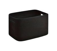 Linen Woven Organizer with Built-in Handles, Black | Cotton Linen Organizer Basket with Side Handles for Bedroom Blanket Toy Clothing Storage, Home Organization