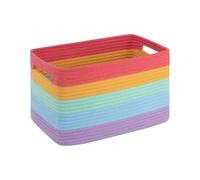 Linen Woven Organizer with Built-in Handles, Red orange1 Blue | Cotton Linen Organizer Basket with Side Handles for Bedroom Blanket Toy Clothing Storage, Home Organization