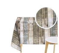 Linen702 Rustic Wood Effect PVC Vinyl Tablecloth - 2 Metres (200 x 137 cm) - Fit a 6 Seater Size Rectangle Table - Light Grey (VV277)